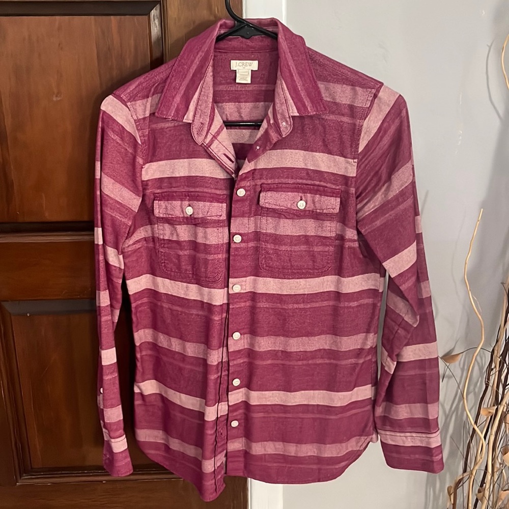 J. Crew pink striped flannel shirt size XXS